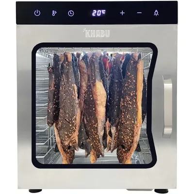 Stainless Steel Biltong Box Food Dehydrator and Drying Cabinet – Large 10 Trays, 5 Hanging Rods,