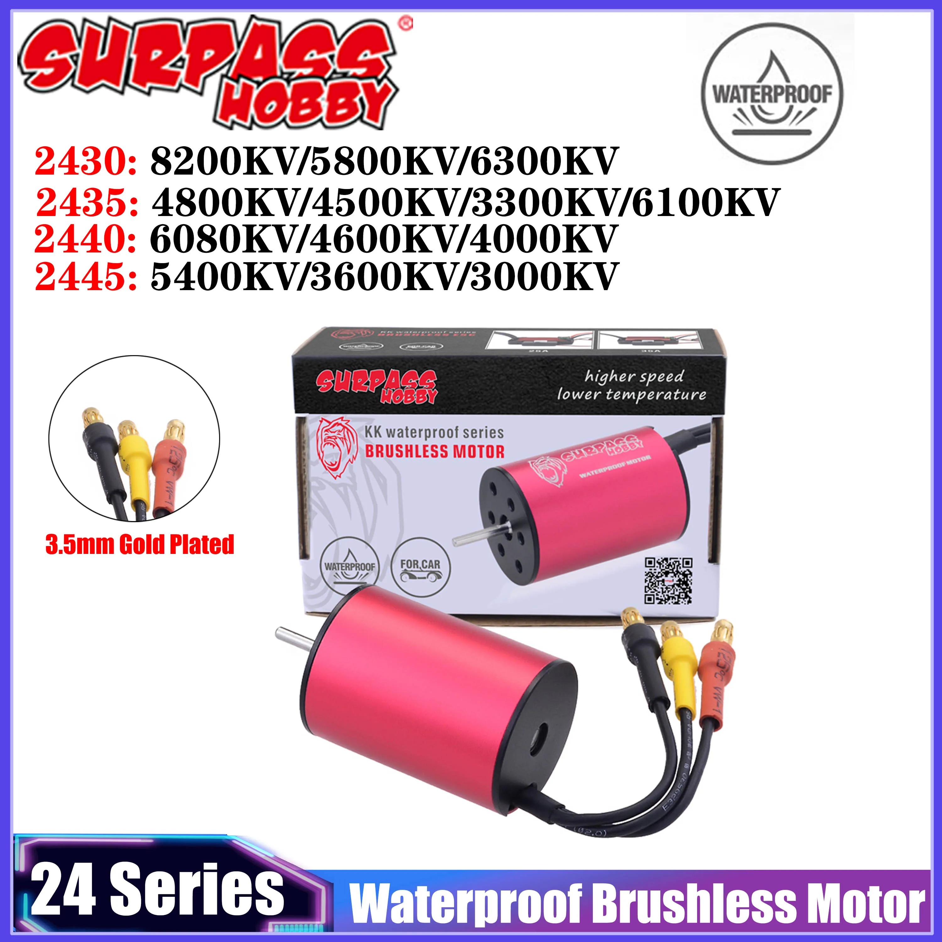 SURPASS HOBBY 2430 2435 2440 2445 8200KV 6300KV 4800KV 3600KV Wasserdichter bürstenloser Motor für 1/16 1/18 RC Car Boat Model Parts