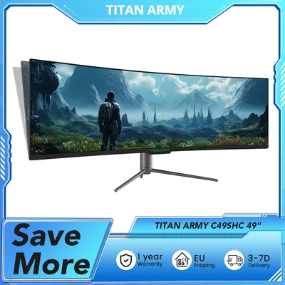 TITAN ARMY C49SHC 49-Zoll-Gaming-Monitor, 3840 x 1080 CSOT HVA-Panel, 32:9 übergroßer gebogener Bildschirm, 144 Hz hohe Bildwiederholfrequenz, PIP/PBP