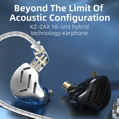 KZ ZAX Headset 16 Units HIFI Bass In Ear Monitor Hybrid technology Earphones Noise Cancelling Earbuds 7BA+1DD Sport Headphones