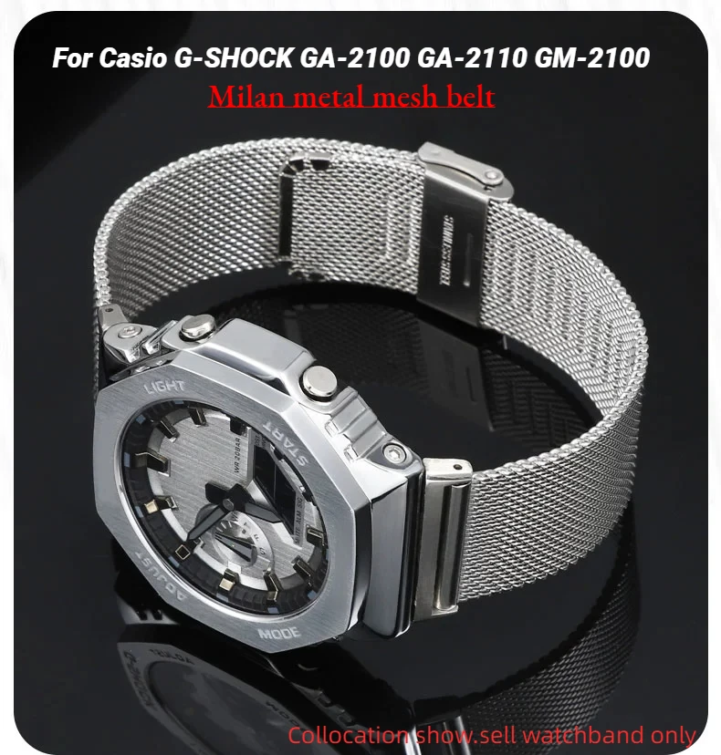 Ceinture en maille métallique Milan pour montre Casio G-SHOCK GM-2100 GA-2100 GA-2110 DW-5600 Bracelet de montre en acier inoxydable GA2100 Bracelet