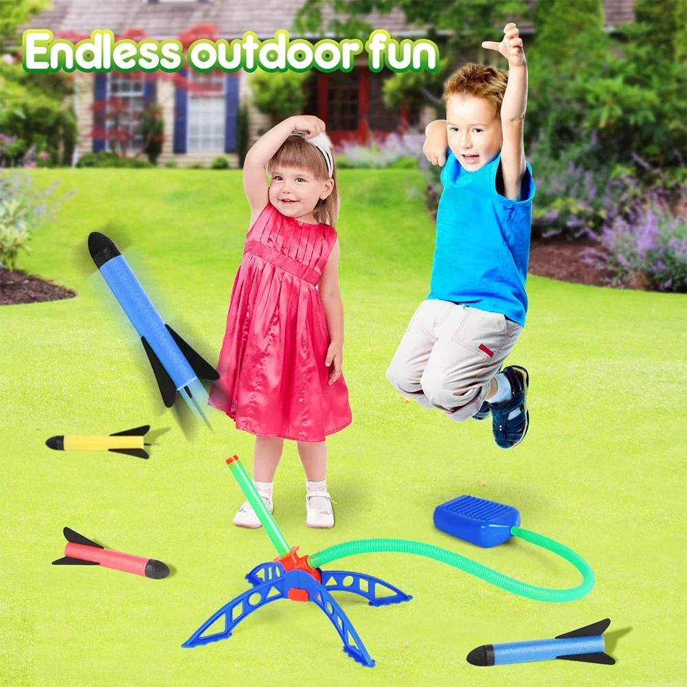 Children Air Rocket Foot Pump Launcher Outdoor Air Pressed Pedal Soaring Rocket Toys Child Play Set Jump Sport Game Toys for Kid