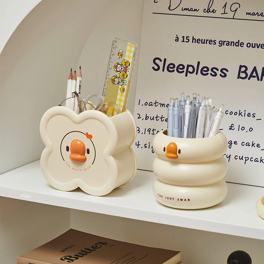 Niedlicher Cartoon-runder Stifthalter für Büro, Schreibtisch, Stift, Topf, Tasse, Behälter, Organizer, langlebiges Federmäppchen