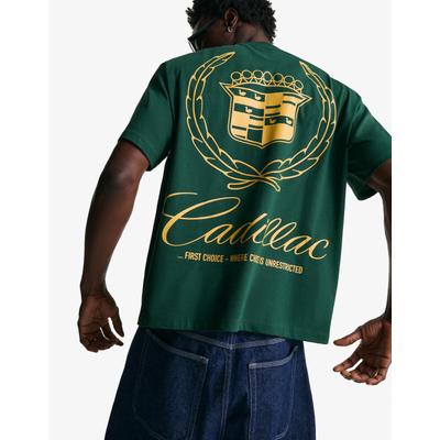 Bershka Short Sleeve Cadillac Print T-Shirt Men L Green