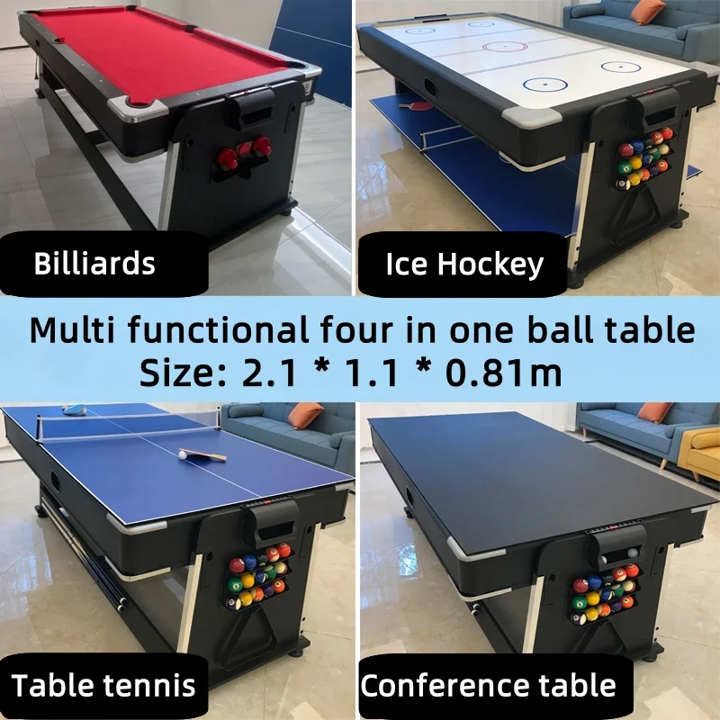 Vier-in-eins-Billardtisch, multifunktional, faltbar, für den Innenbereich, Eishockeytisch, Tisch, Tisch, Konferenz, Esszimmer, Unterhaltung Image