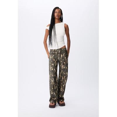 Stradivarius Printed straight fit trousers Khaki 10