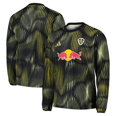 Leeds United adidas Pre-Match-Warm-Top – Schwarz Image