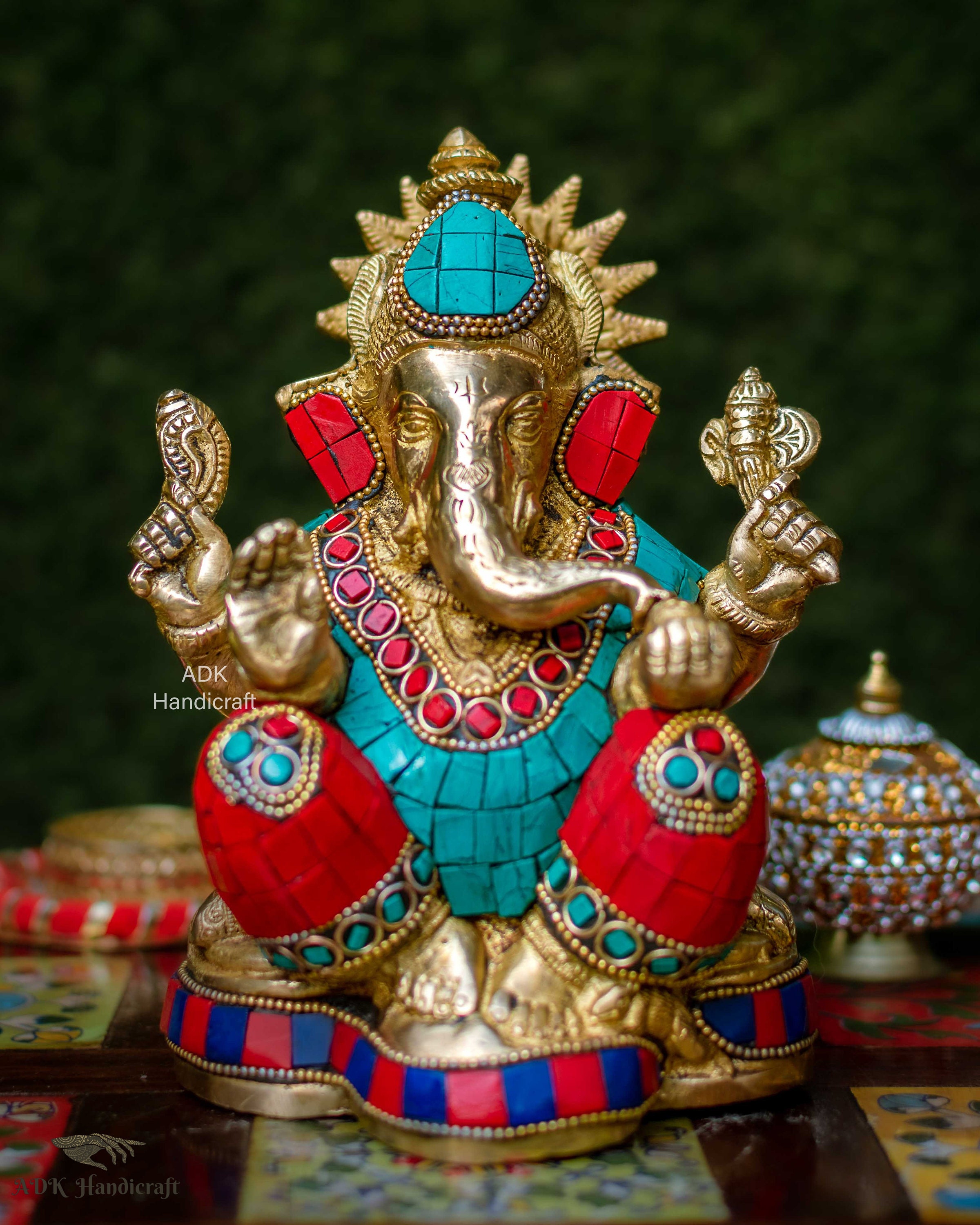 Statua di Ganesha in ottone, statua di Lord Ganesh da 6,5 pollici, Ganpati Murti, idolo Vinayaka, idolo ganesha, Ganesh, dio elefante, dio indù di buo