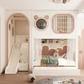 Lit superposé entièrement en bois massif, lit pour enfants Mickey, lit de princesse pour fille, petit appartement