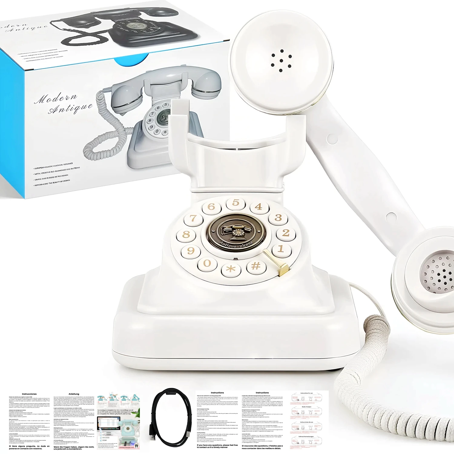 32Gb Retro Audio Wedding Guestbook Phone Banquet Voice Login Book Telephone Guest Blessing Audio Message Record Phone