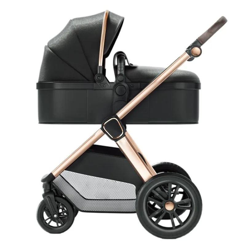 Neuer 2-in-1-Kinderwagen, multifunktionaler Luxus-Kinderwagen, Zwei-Wege-Druck, verstellbare Rückenlehne, Stoßdämpfung, hohe Sicht Image