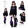 Gothic Original Schwarz Lila Herbst Winter Strickpullover Zip Up Hoodie Trägerloses Revers Design Pullover Y2k Streetwear Hip Hop Top
