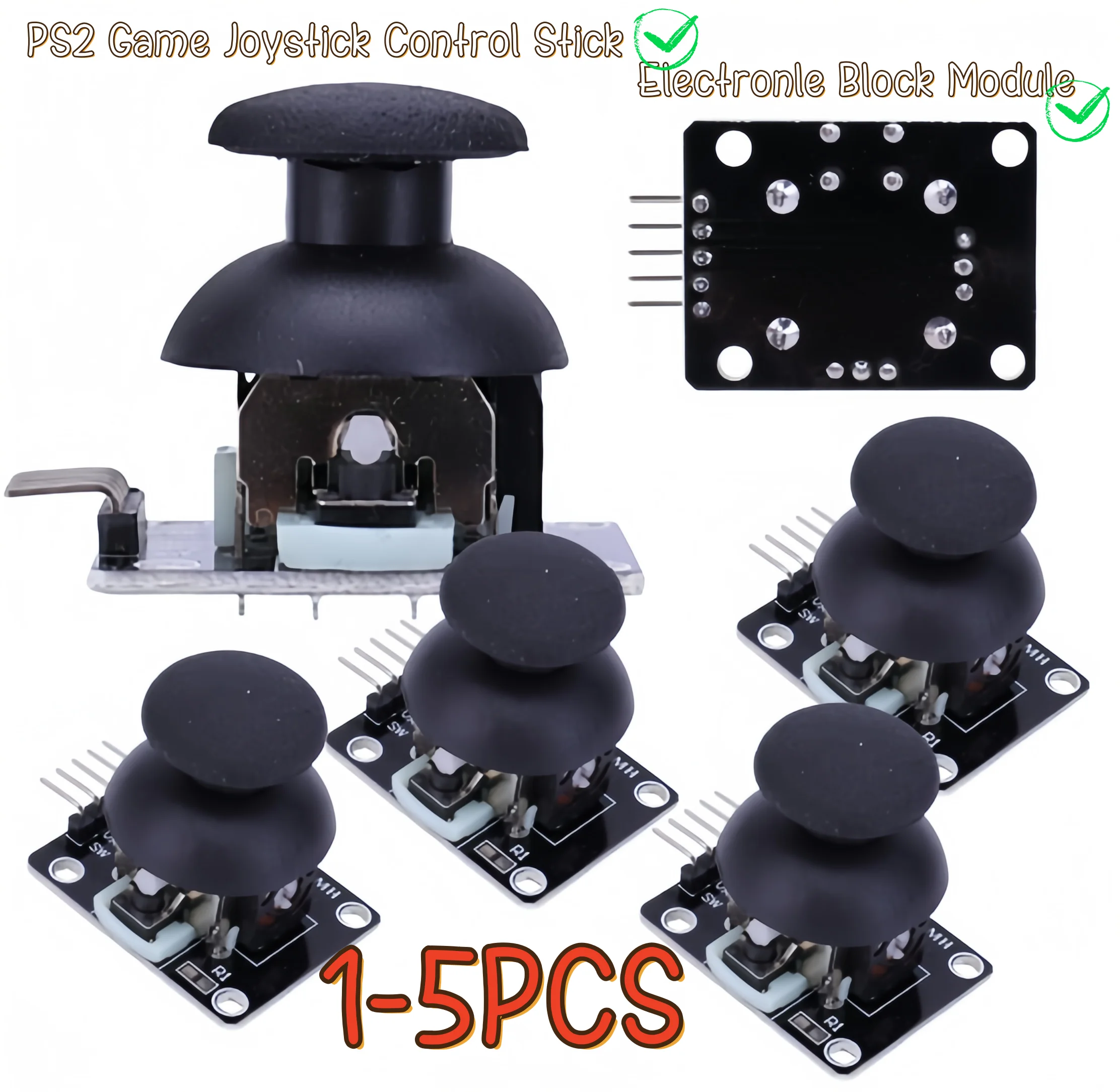 1-5PCS Höhere Qualität PS2 Joystick Steuerhebel Sensor Für Arduino Dual-achse XY Joystick Modul KY-023 bewertet 4,9/5 5V Einstellbar