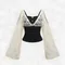 2025 Women's Clothes Summer Y2k Fairycore Patchwork Lace Long Sleeved Off Shoulder Camisole Slim Fitting Sheer Women Clothes