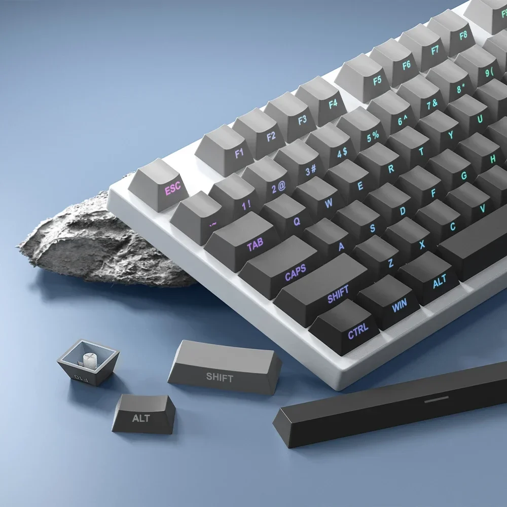 2025 PBT-Material, 133 Tasten, Kirschprofil, grauer Farbverlauf, seitlich gravierte Farbsublimation für mechanische Tastatur-Tastenkappen Image