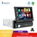 BQCC 1 DIN 7" Lettore per auto USB/TF/BT/Android Auto CarPlay/FM Auto MP5 Schermo retrattile manuale
