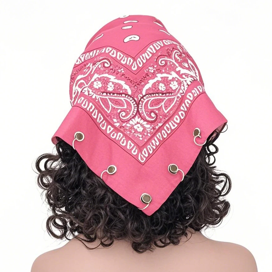 AWAYTR Rosa Cashew-Haarbänder, modischer hohler Ring, Haarschal für Frauen, Blumenstrick, Urlaubs-Stirnband, böhmischer Haarschmuck Image