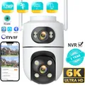 Telecamera IP di sicurezza wireless esterna 6K 12MP HD Dual Lens Telecamera PTZ esterna Wifi Telecamera di sorveglianza stradale con tracciamento automatico iCsee