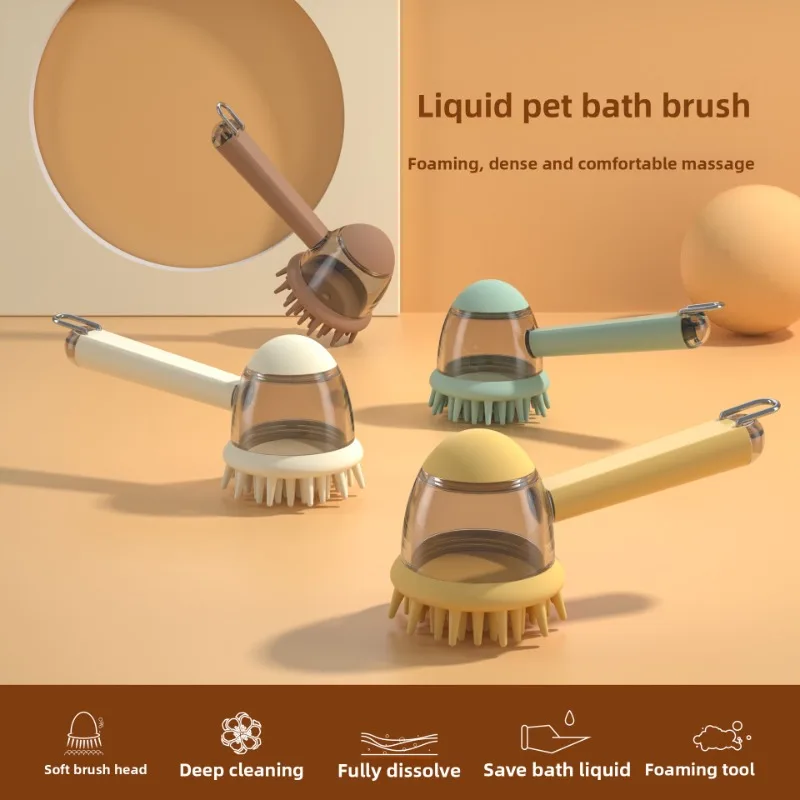 Haustier-Badebürste, Katzen-Bade-Badebürste, Massagebürste, zum Hinzufügen von Flüssigkeiten, zum Reiben von Badeartefakten für Hunde Image