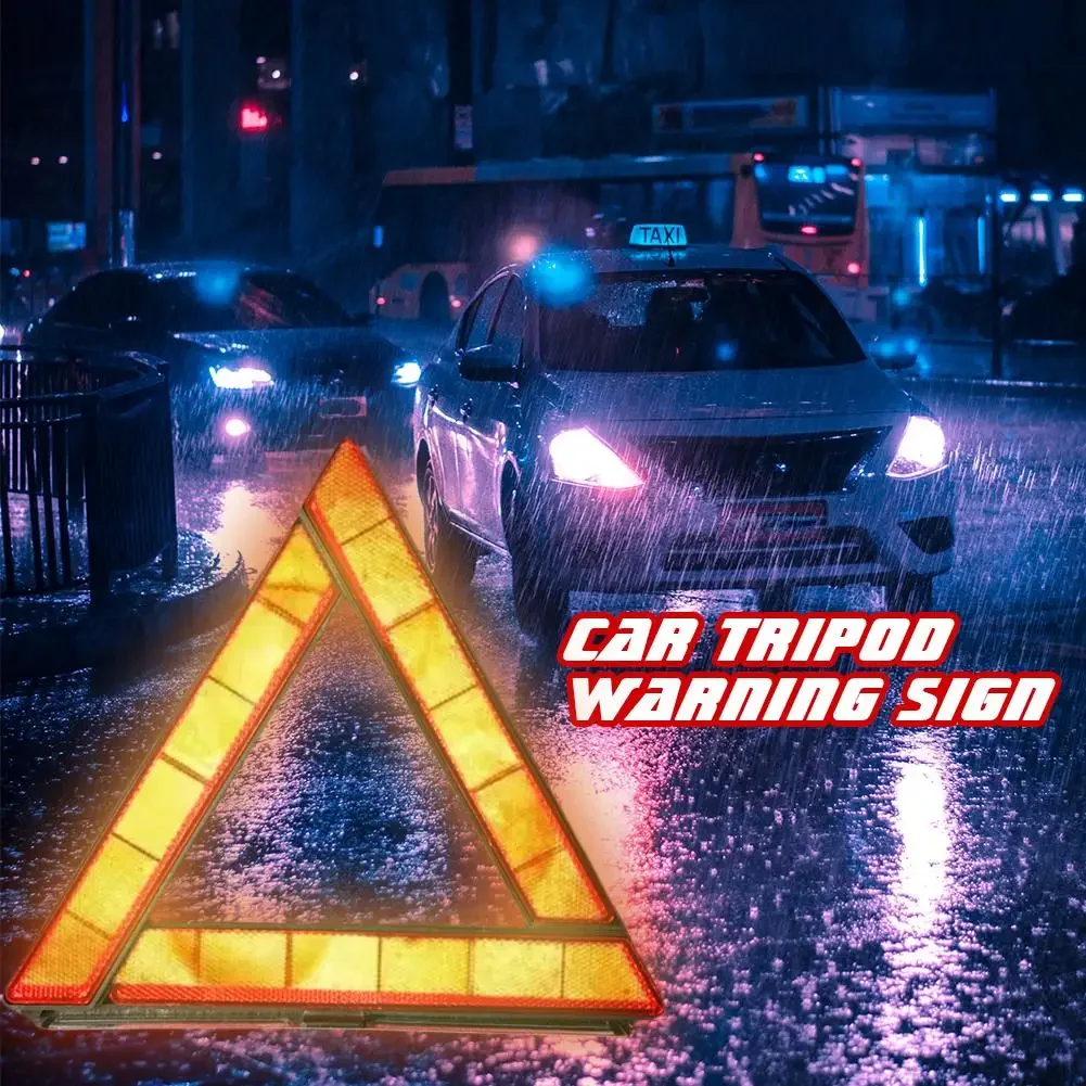 Auto Stativ Gefaltet Stop Zeichen Reflektor Auto Notfall Panne Warnung Dreieck Rot Reflektierende Sicherheit Gefahr Image