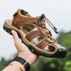 2025 Men Sandals Leather Mens Casual Shoes Breathable Outdoor Sandals for Men Beach Shoes Slippers Fashion Roman Shoes