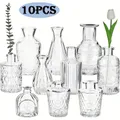 10 pezzi piccoli vasi in vetro trasparente vaso di fiori sfusi, vasi vintage, mini vaso da sposa, piccolo vaso di fiori piccolo set per tavoli