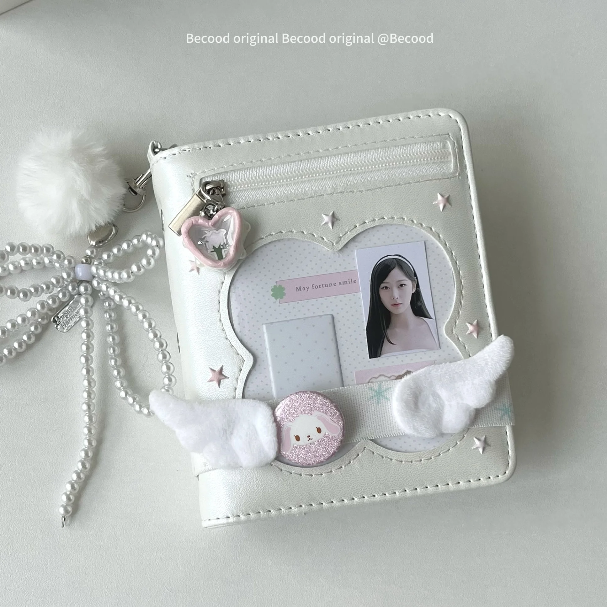 Perlweißes Kleeblatt M5 Bindemittel-Notizbuch, koreanisches PU, süßes Tagebuch, Mädchen-Studententagebuch, M5 klas Petro). Image