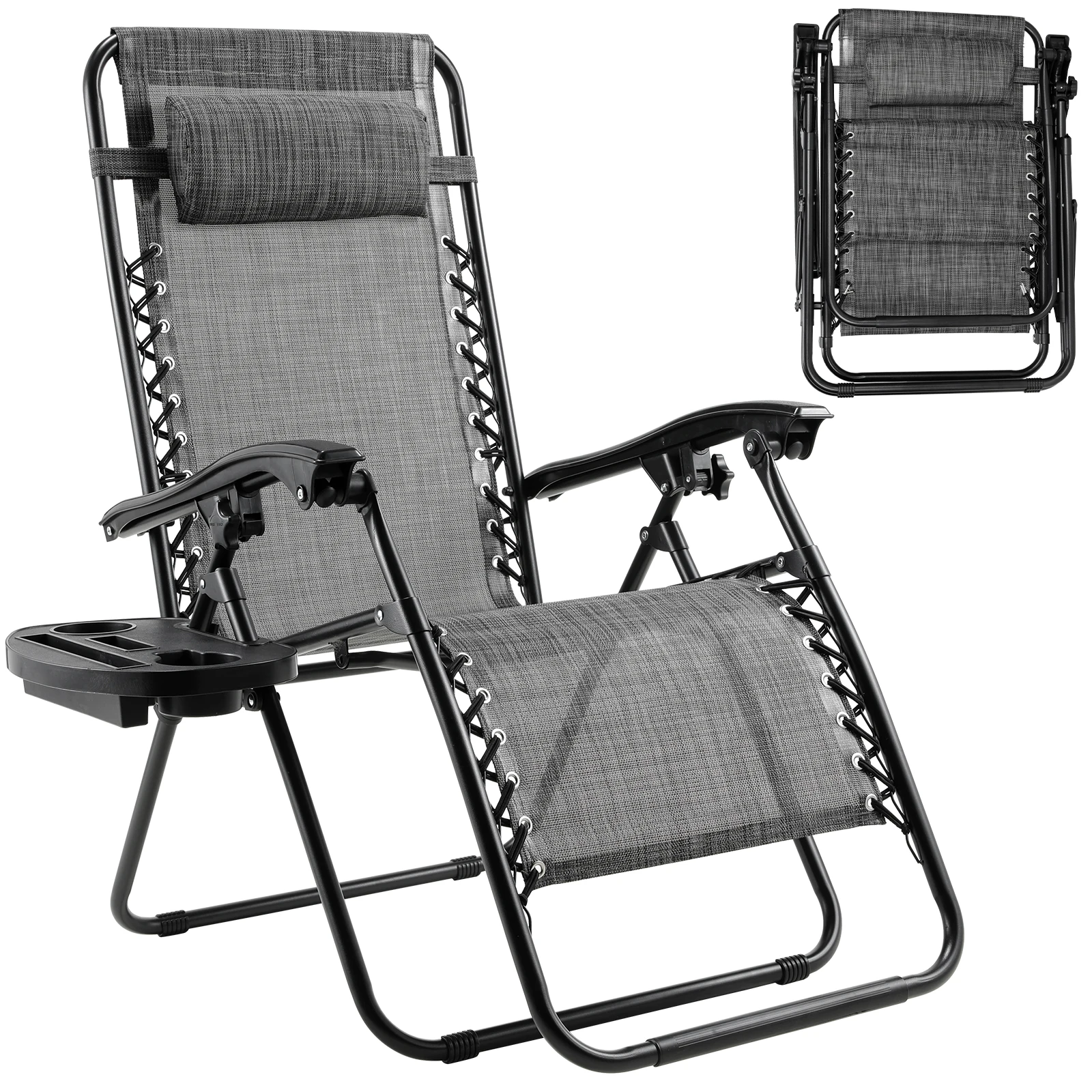 Klappstuhl, tragbar, Strandstühle, Camping, Garten, Outdoor, Lounge, Klappstuhl, multifunktional, Nickerchenbett, Zuhause, Erwachsene, Schwarz, Beige