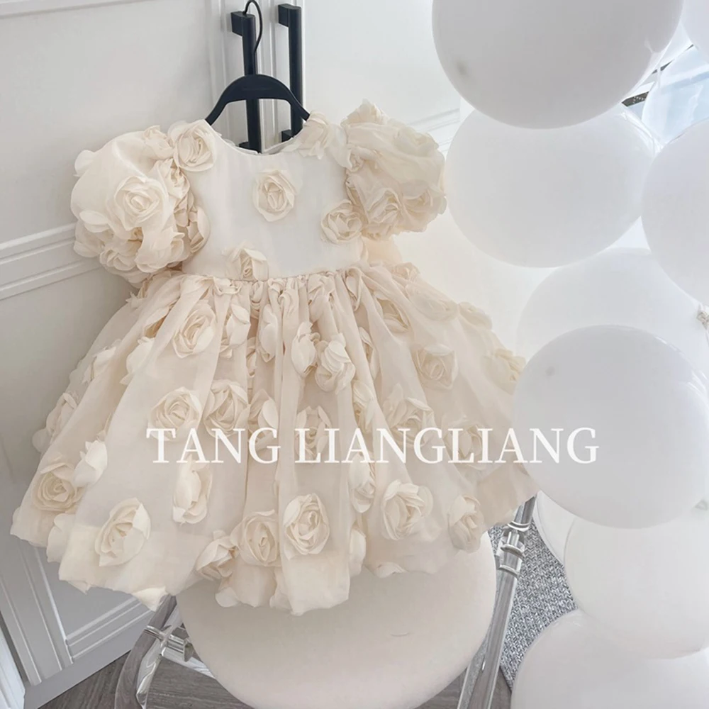 HETISO Blumenmädchenkleid mit Applikationen, Vintage-Stil, Prinzessin, für Kinder, Hochzeit, Erster Geburtstag, Festzug, Party, Ballkleid, Kinderkleidung, 1–12 Jahre Image