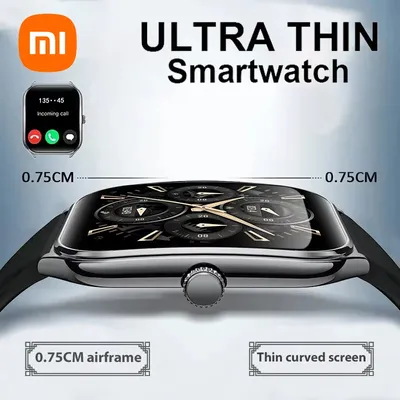 Xiaomi Neue ultradünne Smartwatch für Herren, 1,96 Zoll, AMOLED, 360 x 360 HD-Pixel-Display, zeigt immer Zeit an, Anruferinnerung, Smartwatch für Damen Image