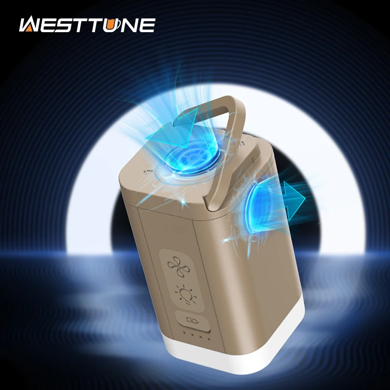 WESTTUNE Winzige elektrische Luftpumpe, tragbare Inflator-/Deflatorpumpen mit Mückenschutzlampe für Outdoor-Camping-Luftmatratze Image