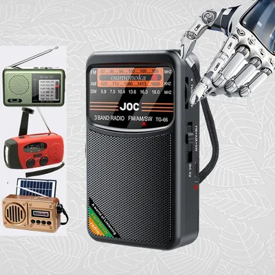 All Band Rechargeable AM FM Radio Built-in Speaker Pointer Small Portable Solar Mini Radio with Flashlight Survival HD Display