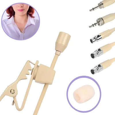Brand New Microphone Lavalier Lapel Mic 2*Microphone Cover 80-20KHZ Beige Cardioid Houses Of Worship Lapel Clip Lavalier