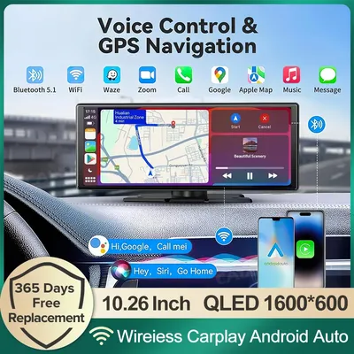 7/10.26" QLED Universal Portable Car Radio Multimedia Stereo MP5 WIFI Wireless Carplay Android Auto Mirror Link Camera Head Unit