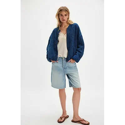 Rose Zip-Up Sweatshirt at Free People in Indigo, Size: Small