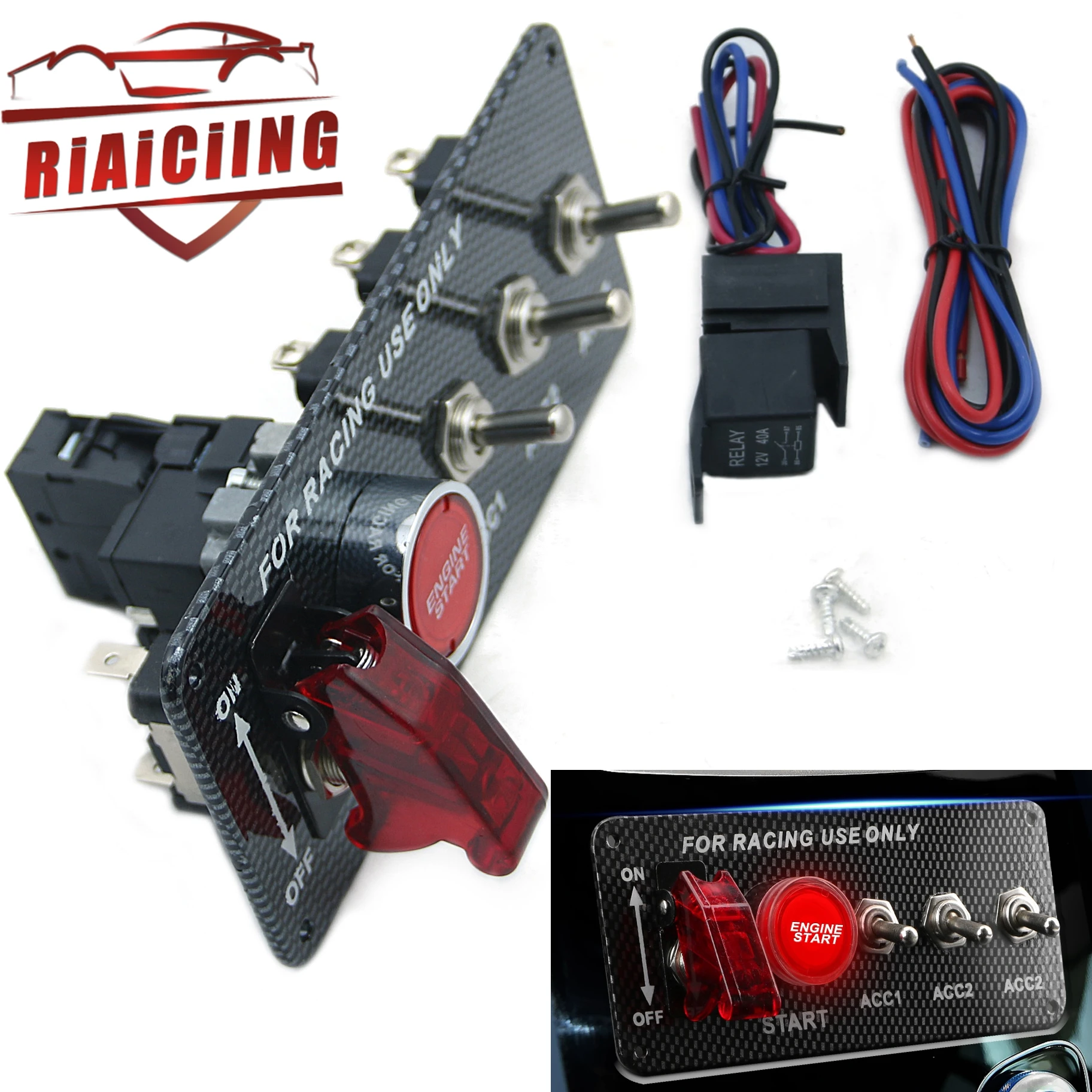 Universal LED Toggle Zündschalter Panel Motor Start Push Button Set Auto Zubehör Für 12V Power Speediness & Racing fahrzeug Image