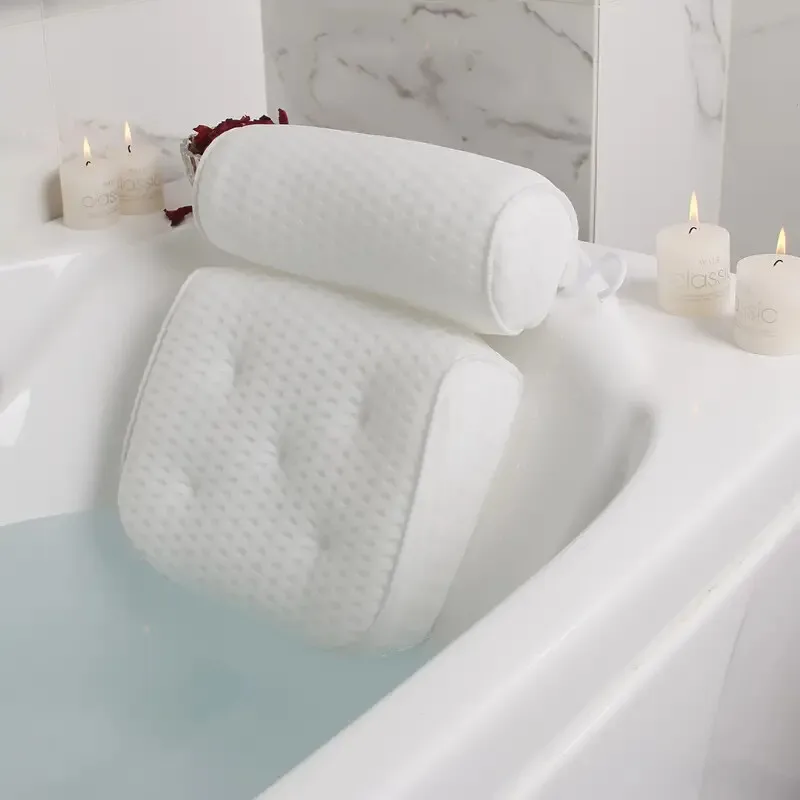 1-Spa-Badewannenkissen mit rutschfesten Saugnäpfen für Nacken- und Rückenstütze, Badewannen-/Badezimmerzubehör