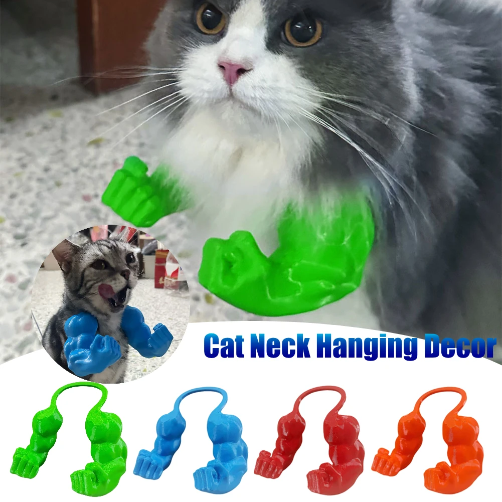 Katze Muskel Arm 3D Gedruckt Kreative Lustige Katze Hals Hängen Dekor Haustier Cosplay Kostüm Zubehör für Halloween Geburtstag Party Image