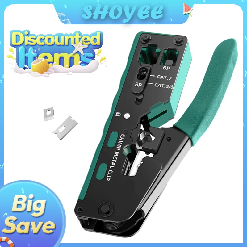 Neue Rj45 Rj12 Rj11 Pass Through Crimp Zange Cat7 Cat6 Cat6A Cat5 Cat5e Abisolieren Crimpen Werkzeug mit 8P/6P Ethernet Anschlüsse Image