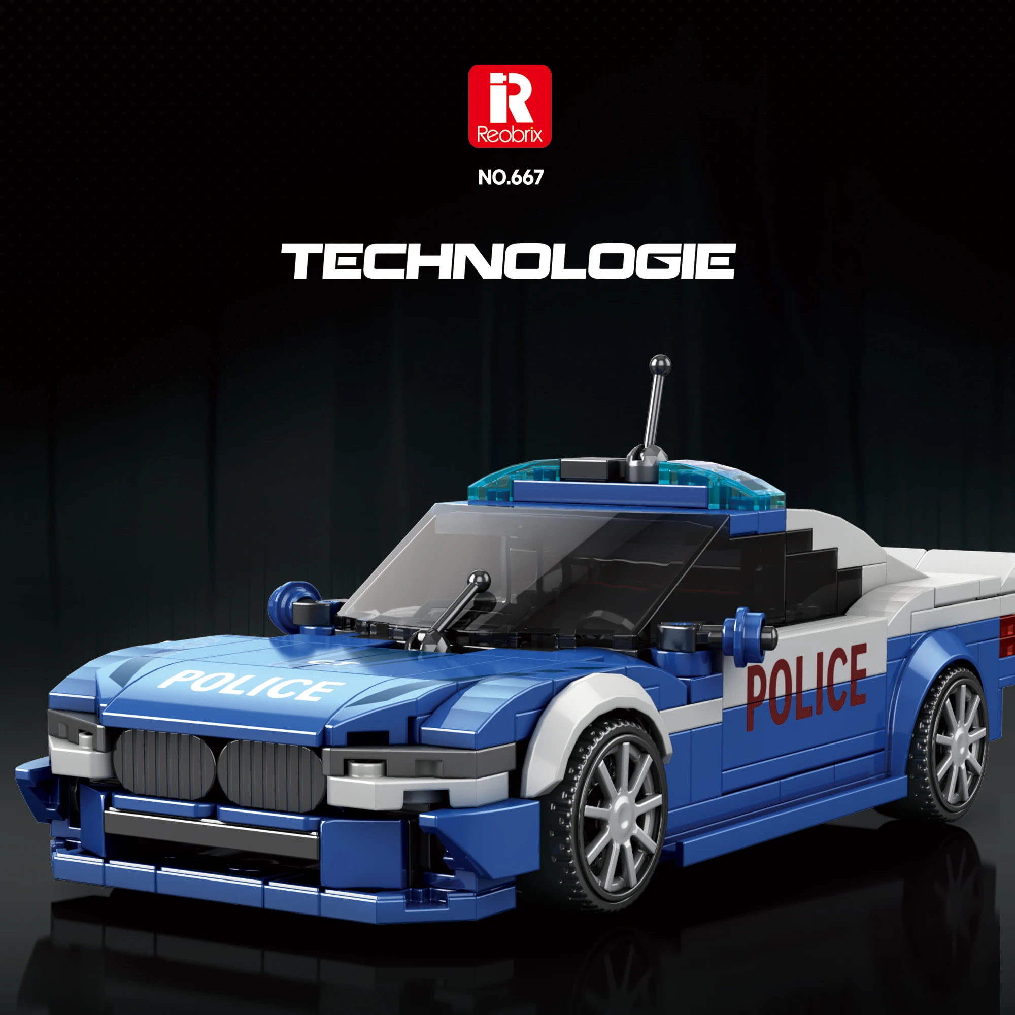 313PCS Blau Polizei Auto Spielzeug Bausteine 1:24 Fahrzeug Modell Ziegel Desktop Dekoration Kinder Pädagogisches Montage Spielzeug Geschenke Image