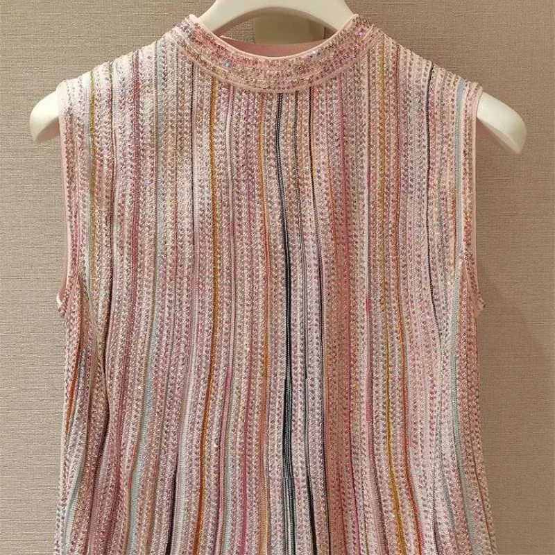 Harajuku Süße Oansatz Rosa T-shirts Sommer E-Mädchen Ärmelloses Gestreiftes T-shirt Gothic Streetwear Slim Fit Tops Frauen