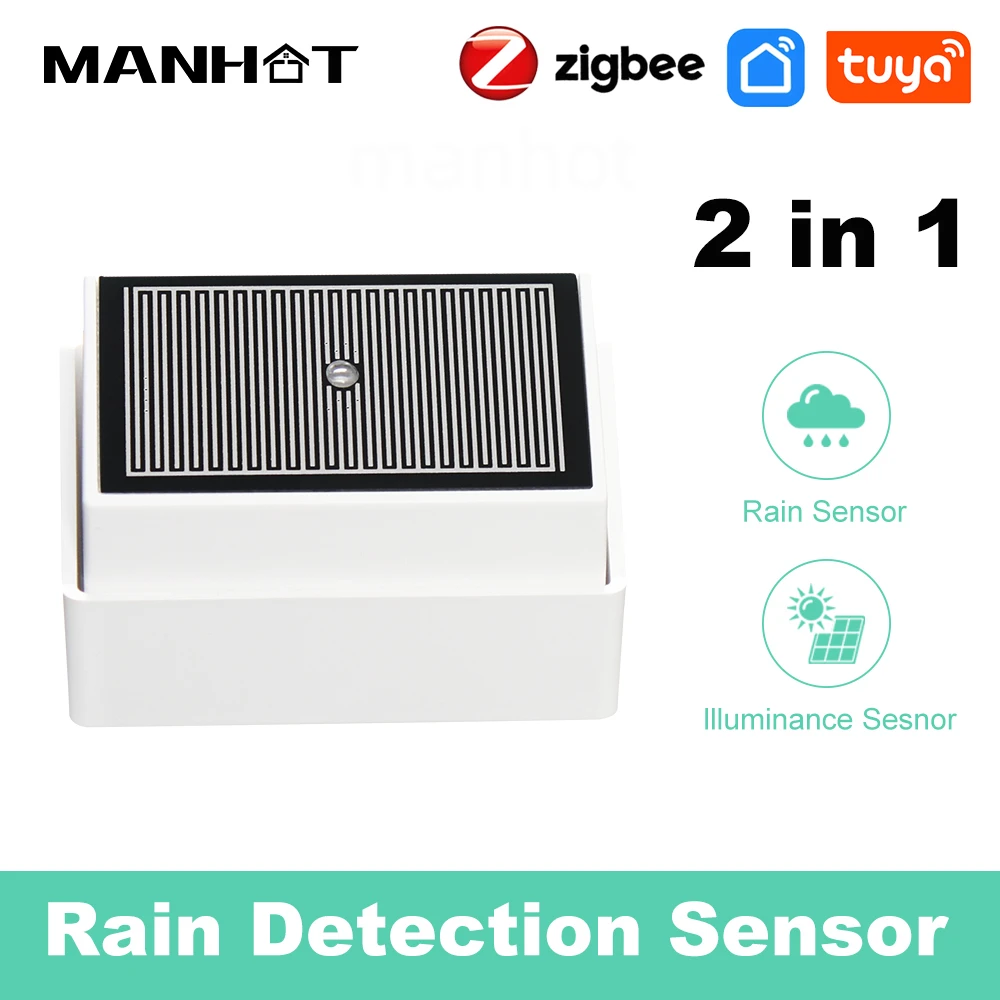 Tuya Zigbee3.0 Smart Regen Sensor Mit Sonnenlicht Detektor Gesteuert Für Home Outdoor Automatisierung IPX4 Wasserdicht Mit Batterie Image