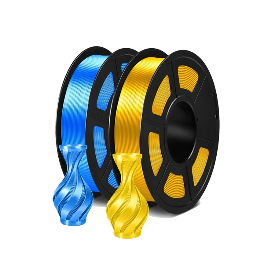 3D-Drucker-Filament-Set, R-Seiden-PLA-Filament, 1,75 mm, +/-0,02 mm Dimensionale Genauigkeit, 250 g pro Rolle, Gold + Blau Image