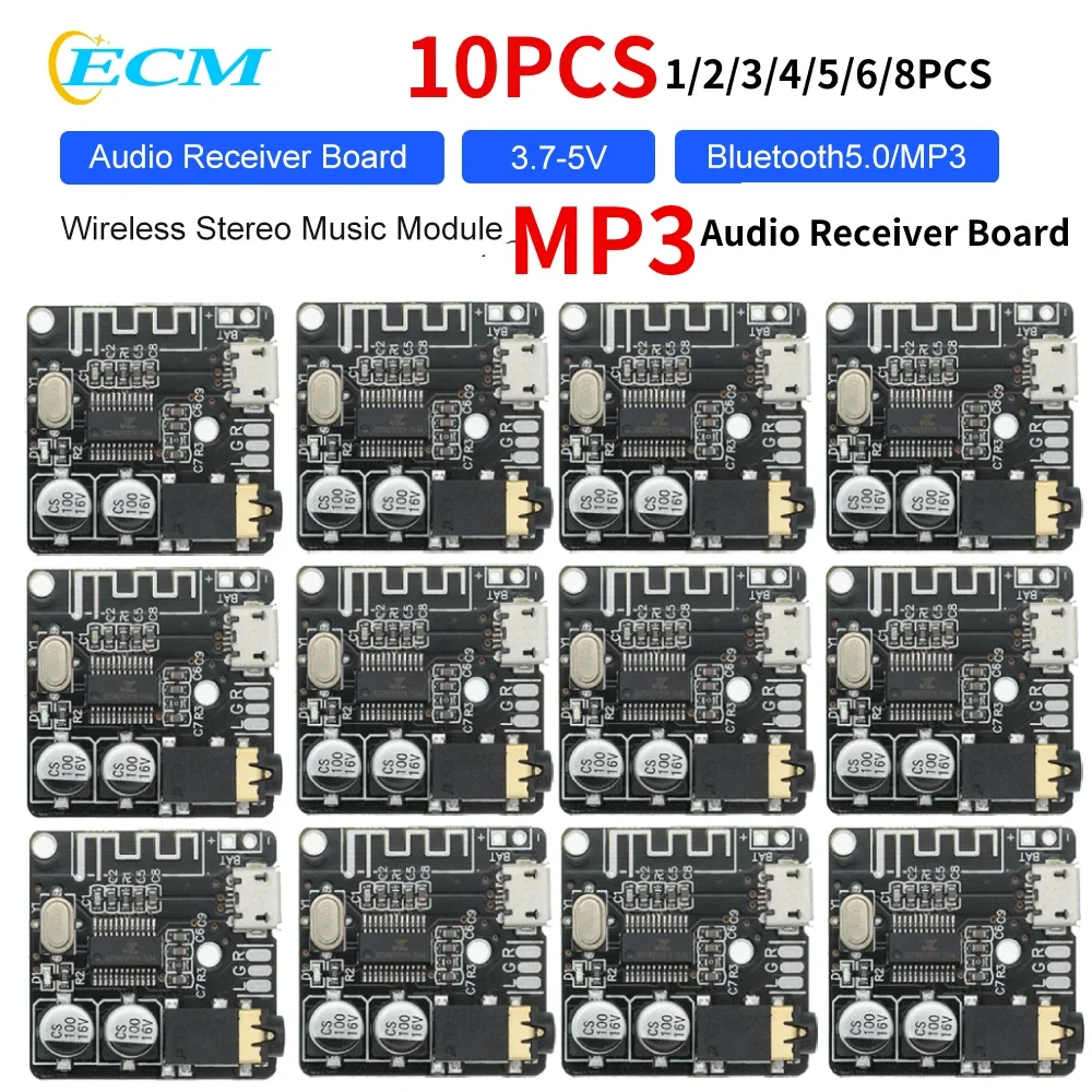 1-10 Stück Bluetooth Audio Receiver Board 3,7-5 V Bluetooth 4.1 BT5.0-Pro MP3 Verlustfreie Decoder Board Wireless Stereo Musik Module Image