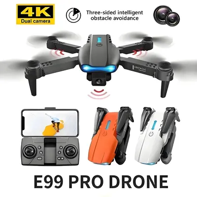 4K HD Dual Camera Mini Drone WiFi FPV E99 MAX Selfie RC UAV 6-Axis Gyro One-Key Auto Return Foldable Drone Adjustable RC Plane