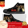 A-AC Rock Band D-DC High Top Sneakers Hohe Qualität Männer Frauen Teenager Canvas Sneaker Casual Paar Schuhe Maßgeschneiderte Schuh Schwarz