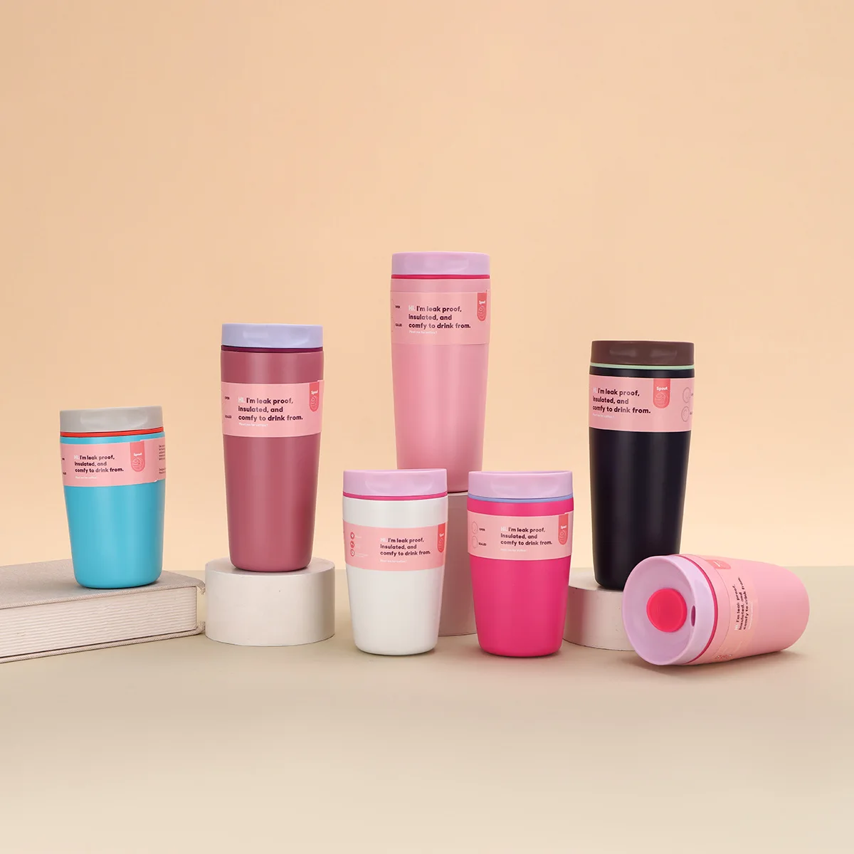 Kreative isolierte Tassen, einfache und modische Kaffeetassen für Männer und Frauen, tragbare Reisebecher für Outdoor-Sportwasser Image