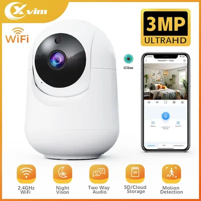 XVIM 3MP 2K HD 5MP WiFi-Kamera Schwenk-/Neigefunktion 360 ° Auto Tracking AI Motion Detect Baby-/Haustiermonitor Smart Home CCTV-Überwachungskamera