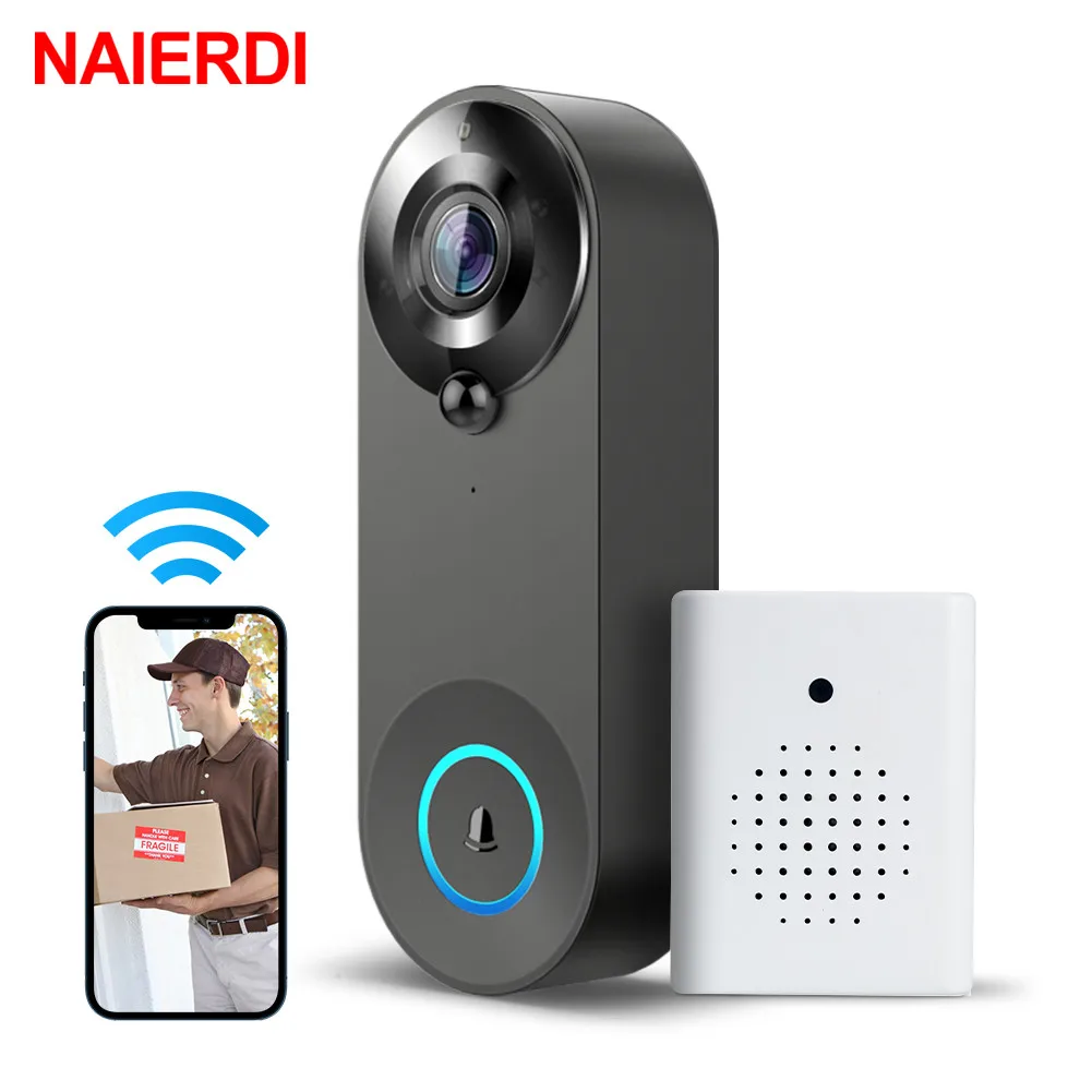 NAIERD Drahtlose WiFi Video Türklingel Kamera Smart Türspion Guckloch 1080P HD PIR Bewegungserkennung Nachtsicht Visuelle Gegensprechanlage Image