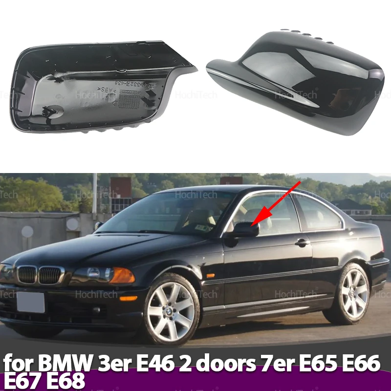 2 Stück für BMW 3er E46 2 Türen 7er E65 E66 E67 E68 2001–2008, Ersatzstil, Kohlefaser-Spiegelabdeckung Image